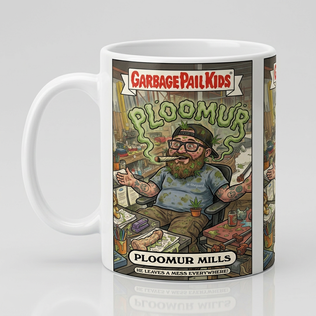 Ploomur's art printed on a collector mug